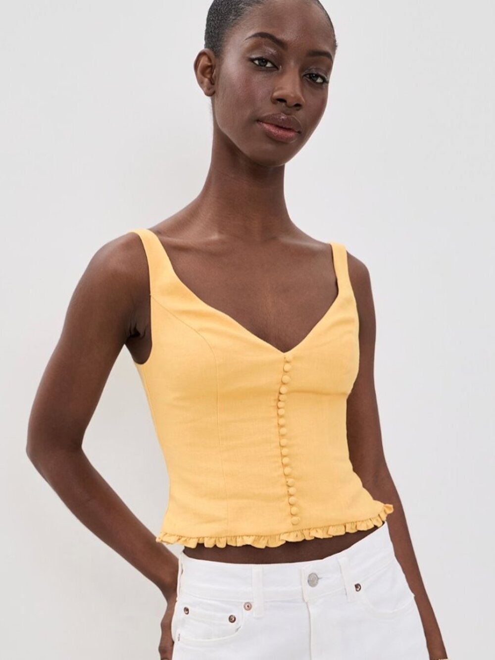 NWT Reformation Flicka Linen Top Yellow